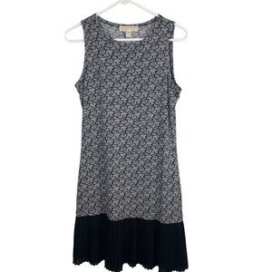 Michael Kors Sleeveless Pleated Hem Dress XS Black & White Career Capsule